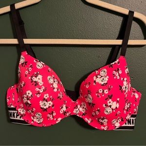 Red Floral Print Bra